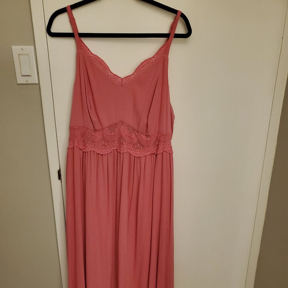 EUC Torrid Pink Maxi Dress with Sheer Lace Waist